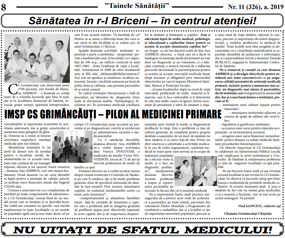 Sănătatea în r-l Briceni – în centrul atenției!